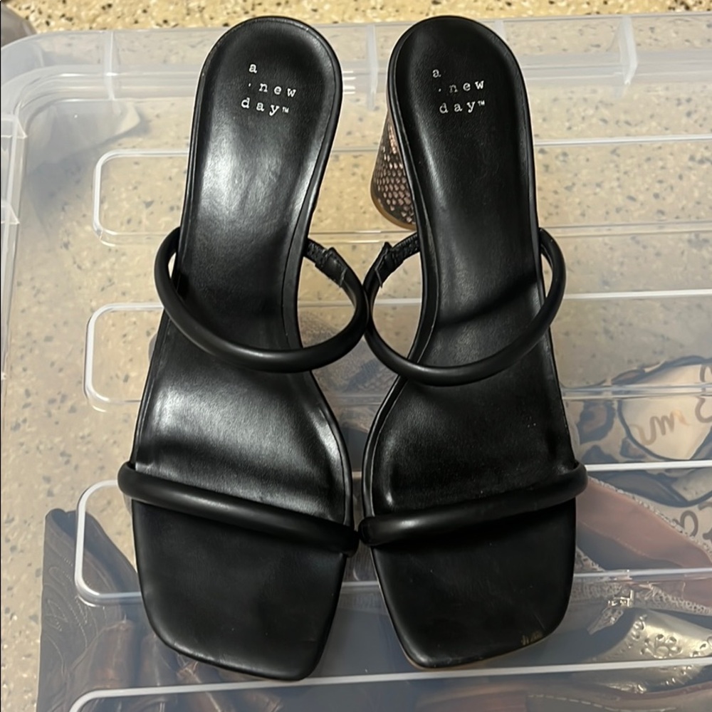 A new day black open toe heels | size 10